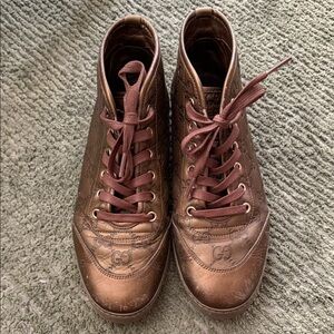 Gucci Brown Metallic High-Top Sneakers